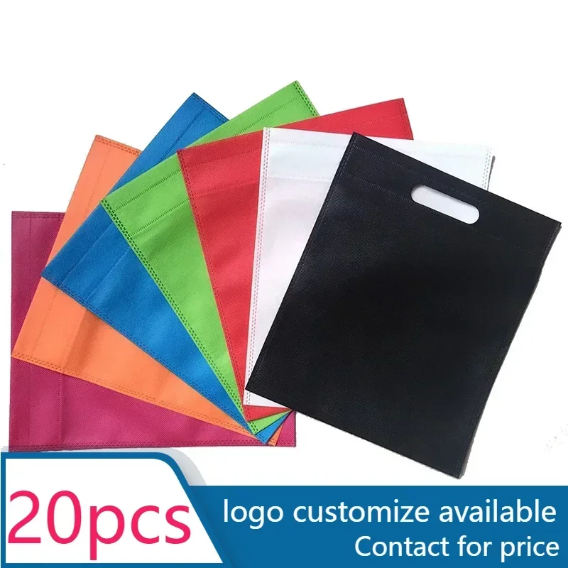 20 pcs Whosales Custom LOGO Eco Reusable Foldable Non-woven Fabric Gift Bag Non Woven Shopping Tote Bag