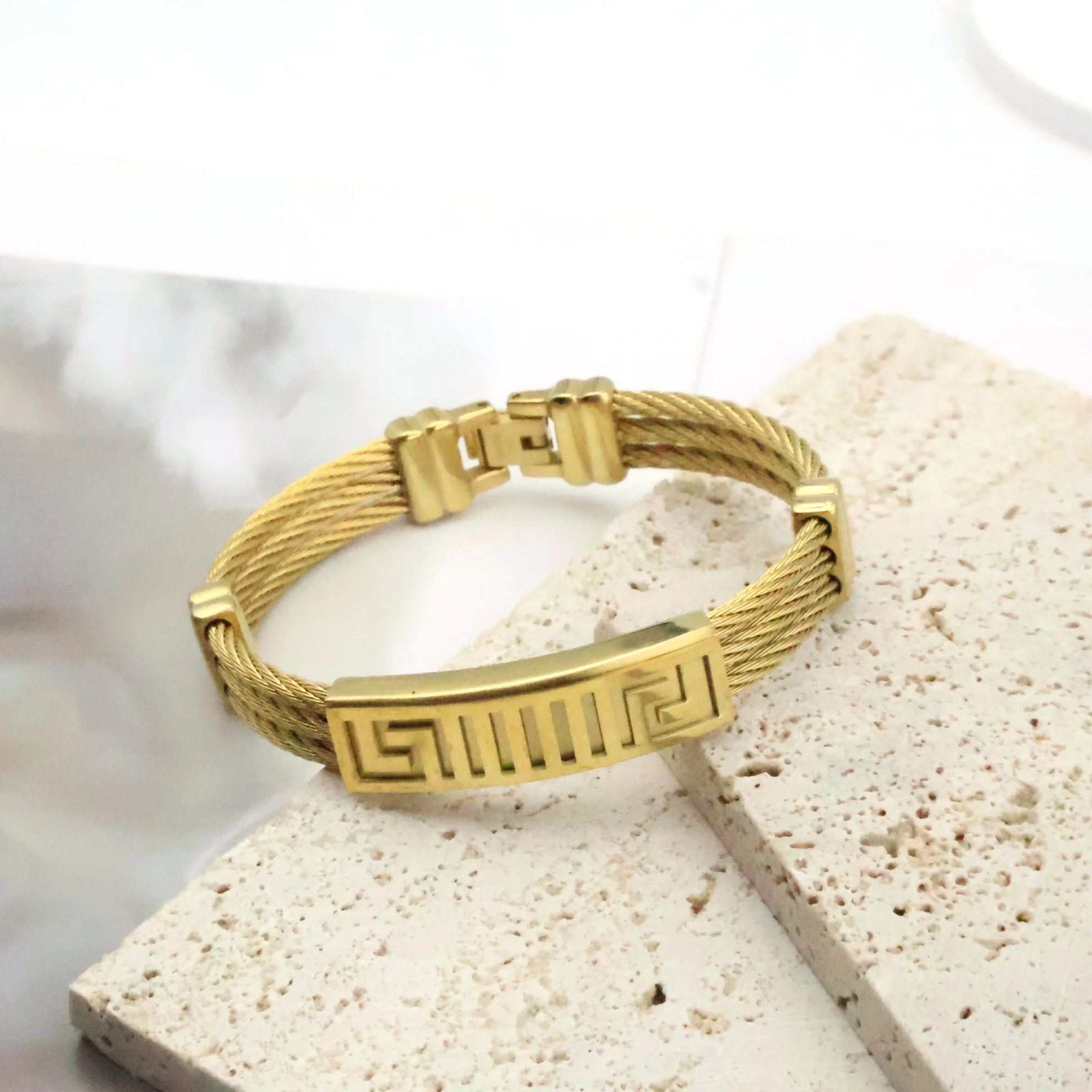 

ROXI| Stainless Steel Geometric Bracelet Men Trendy Party Unique Jewelry 18k Gold High Quality Dropshipping
