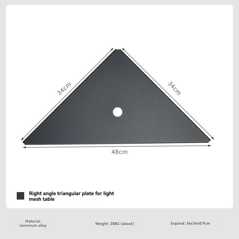 T-2356BK rechtwinkliger Dreieck-Klapptisch aus Aluminiumlegierung mit Lichtnetz, Aufbewahrungstischplatte, erweiterbares Panel für den Außenbereich