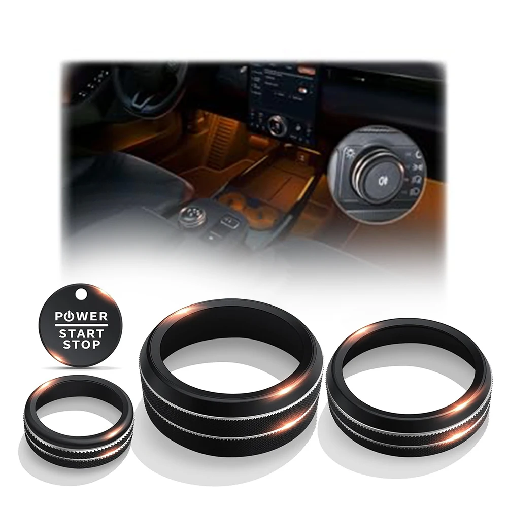 Interior Upgrade BLACK Mach-E Knob Cover CNC-machined Anodized Finish Threaded Grip Texture For Mustang Mach-E 2021-2024