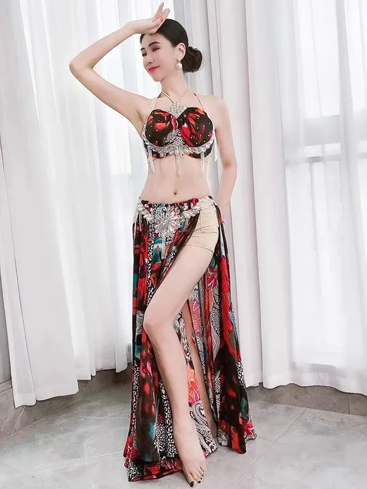 

Women's Adult Belly Dance Performance Dresses 2023 New Oriental Dance Diamond Bra Long Dress Set