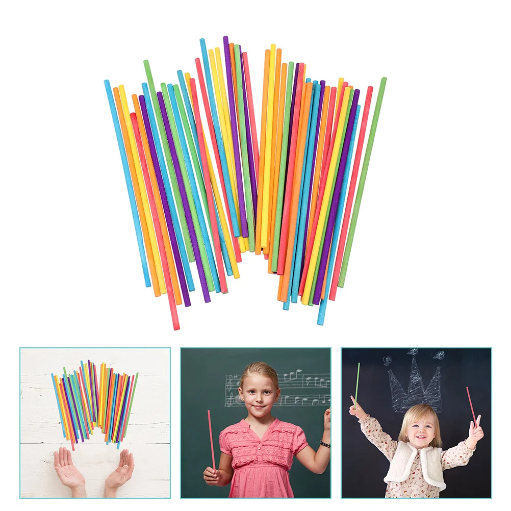 

50 Pcs Wooden Music Rhythm Sticks Kids Classroom Toddler Toys Colored Tools Safe Musical Talent Hand Brain Coordination