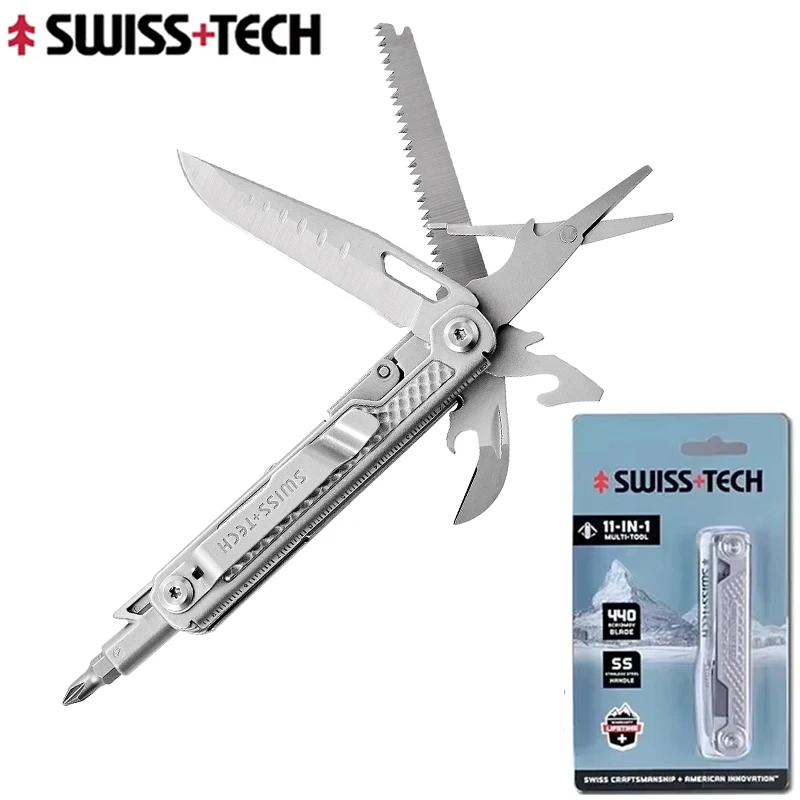 

SWISS TECH 11 in 1 Scissors Screwdriver Mini Utility Knife Outdoor Portable Survival Camping EDC Tools Gadgets
