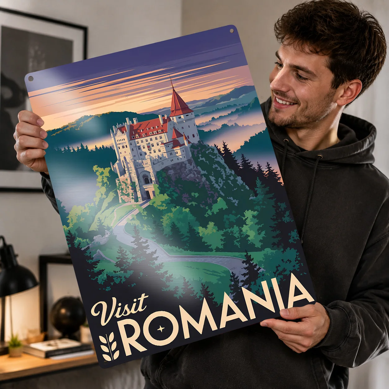 Visit Romania Travel Metal Poster Perfect Gift for Fans Lovers Customized Wall Art Metal Sign for Vintage Decor Room Interior