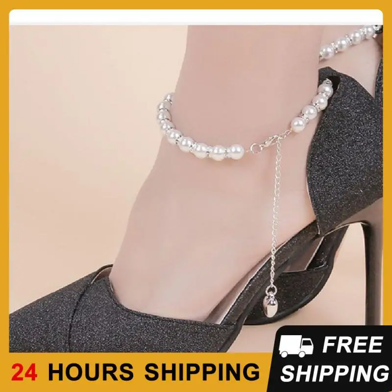 

Women Shoelaces High Heels Chain Pearl Heels Band High-heeled Shoes Straps Anklets High Heel Ankle Chain Shoes Accesories