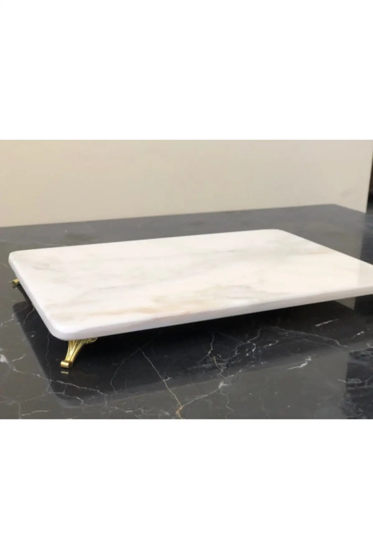 Natural Marble Presentation Tray Gold Pedestal 20x30cm Decorative Lux Service Eat at the Presentation of Organizer Multi-Purpose Tray 2022 trend