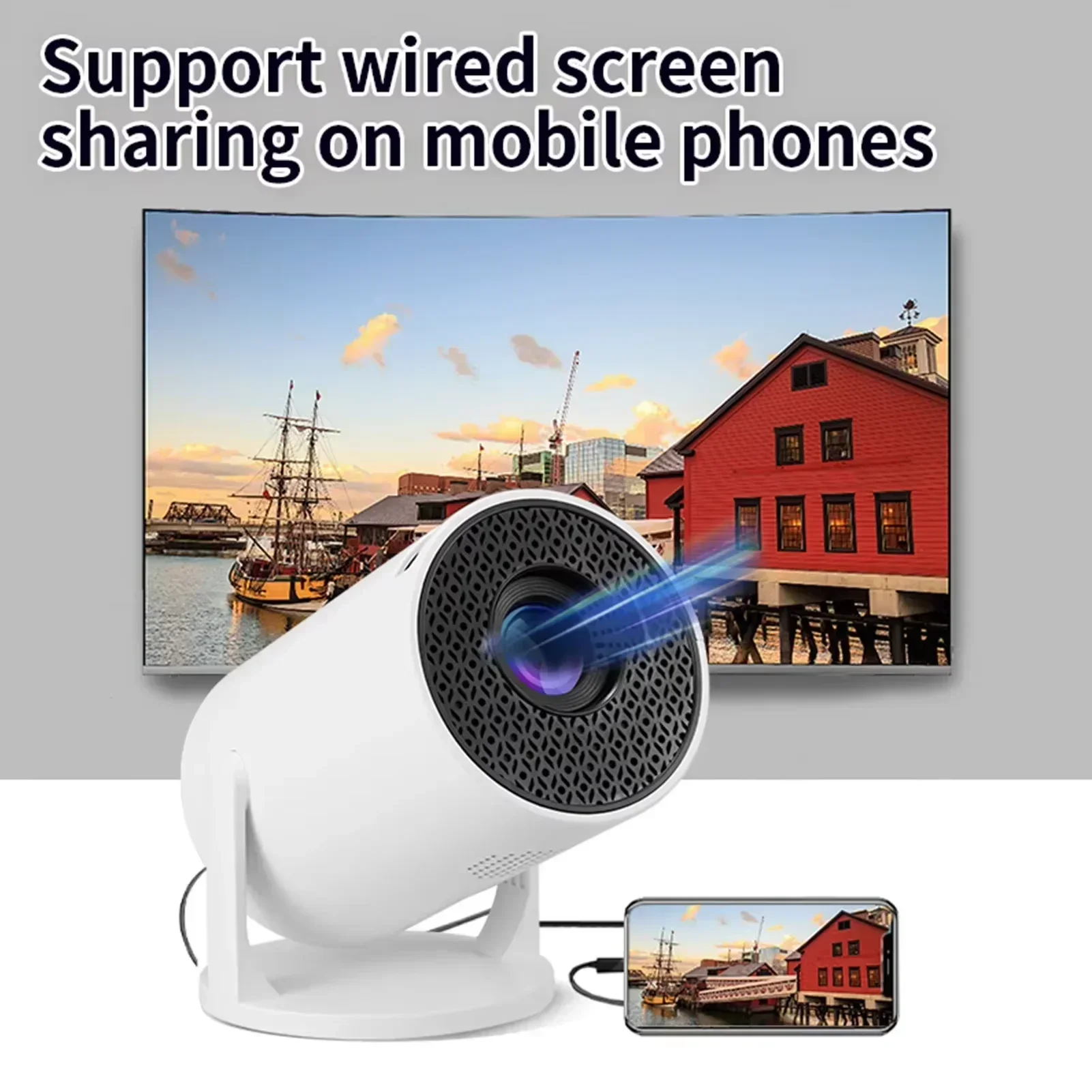 Светодиодный интеллектуальный проектор HY200 1080P, кинопроектор для Android/iPhone, домашнего кинотеатра и развлечений на открытом воздухе