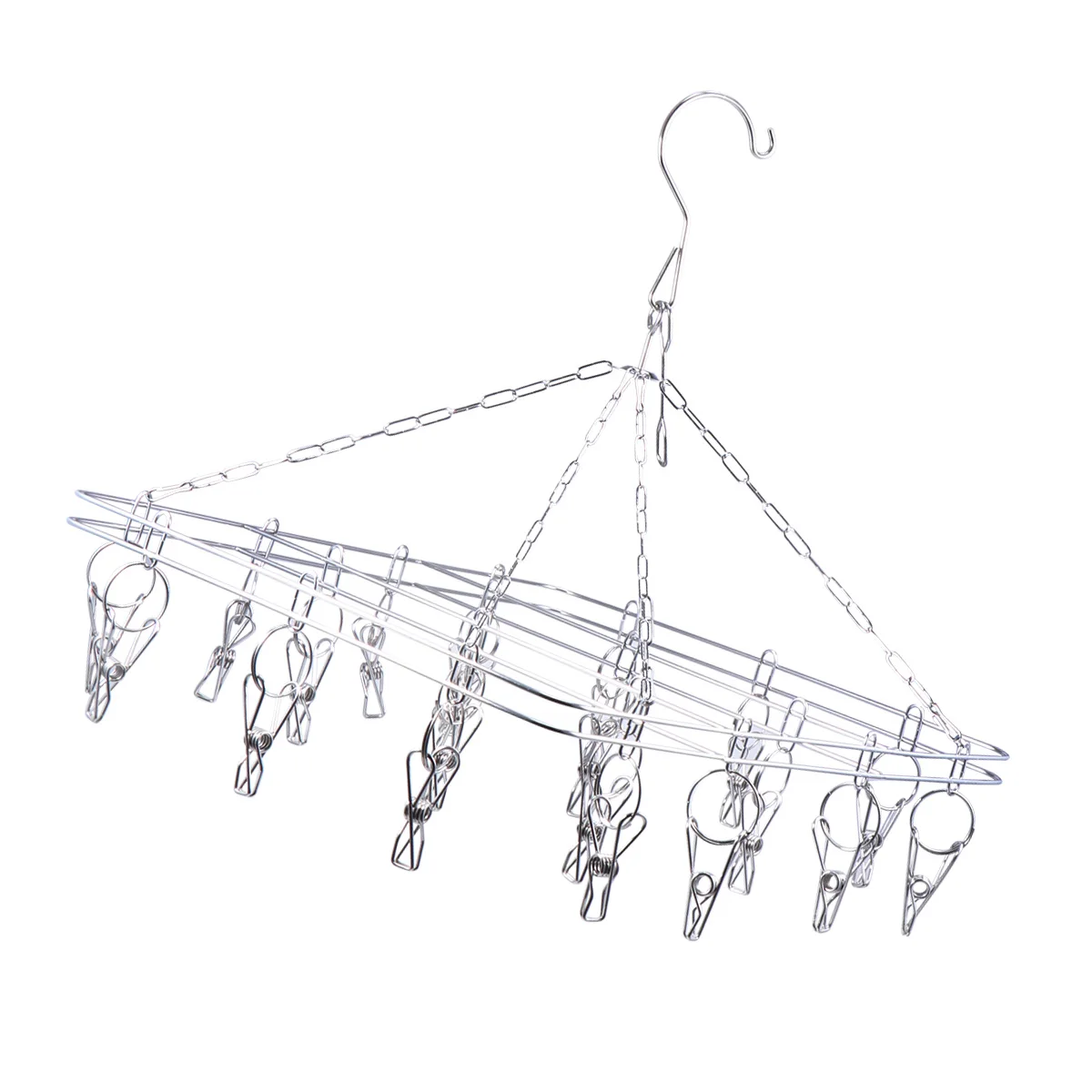 

20 Pegs Drying Rack Stainless Steel Windproof Hooks Space Saver Swivel Hangers Baby Clothes Socks Underwear Laundry Air