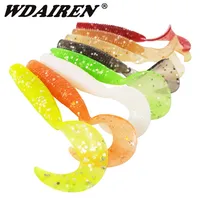5 Pcs Jig Wobblers Soft Fishing Lures 6cm 1.8g Worm Spiral Tail Salt Smell Silicone Bait Aritificial Carp Bass Pike Lure Tackle