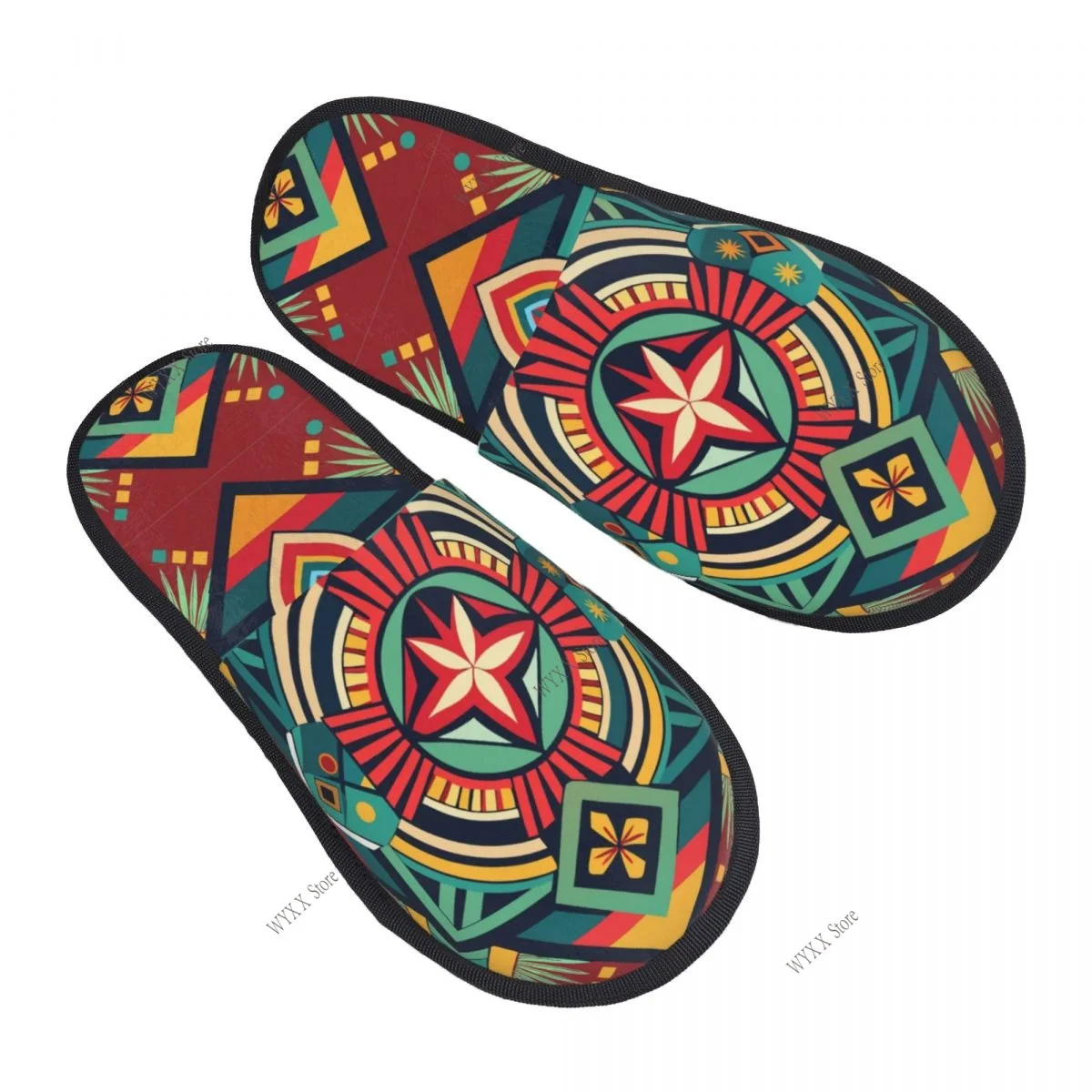 

Men Women Plush Indoor Slippers Aztec Ethnic Warm Soft Shoes Home Footwear Autumn Winter