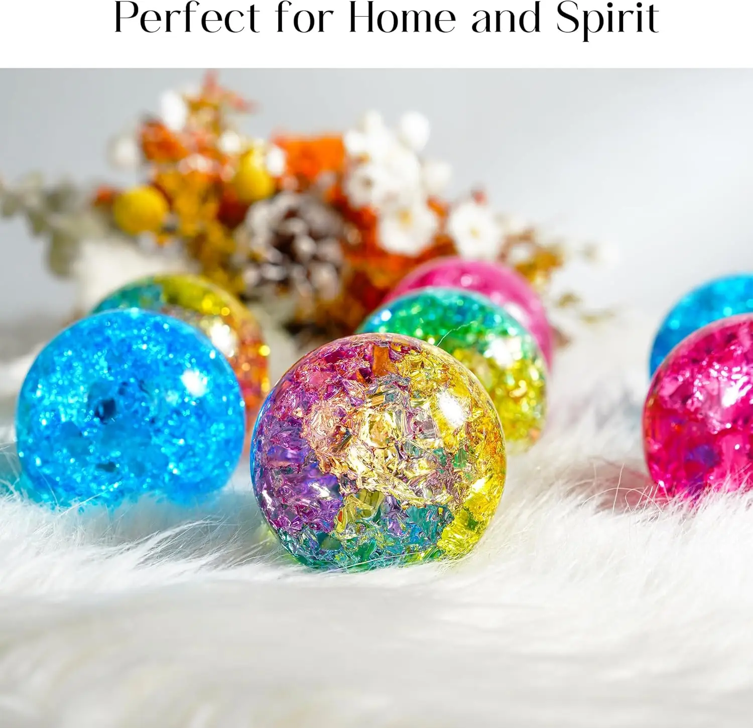 60mm Color Cracked Ice Crystal Ball with Metal Base Paperweight Magic Photography Feng Shui Witch
