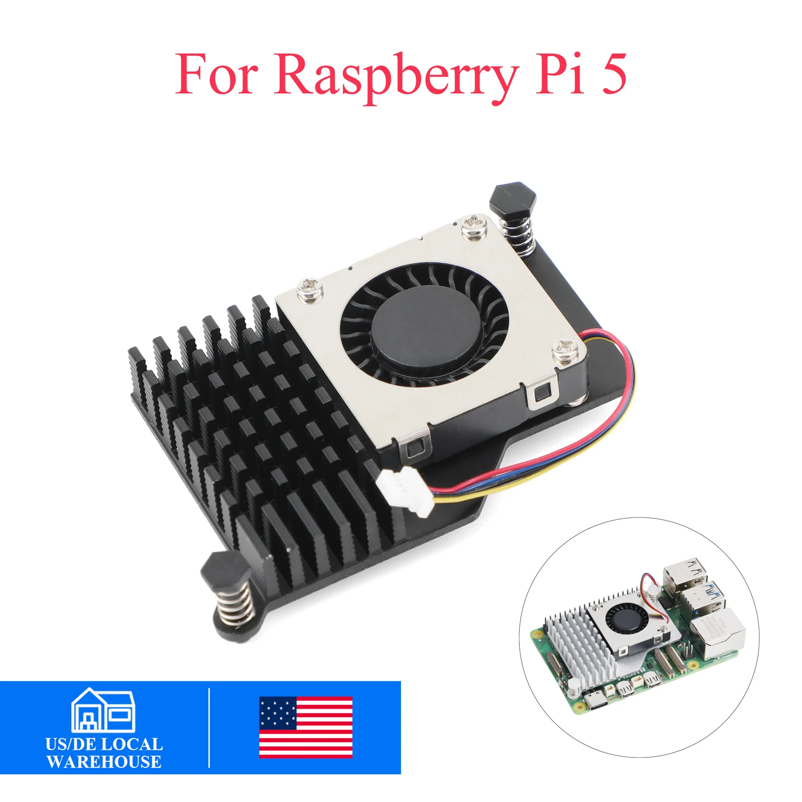 

US Raspberry Pi 5 Active Cooling Fan with Aluminum Heatsink, PWM Speed Control, DC 5V Efficient Cooler for RPI 5 Pi 5