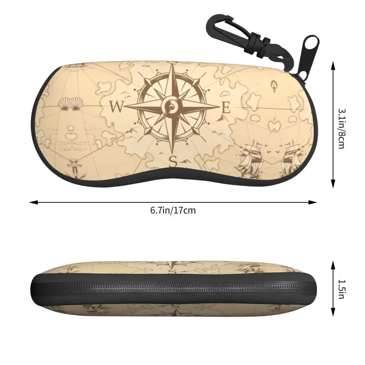 Custom Vintage Pirate's Map Shell Glasses Case Unisex Fashion Nautical Compass Sailor Eyeglasses Case Sunglasses Protector Box