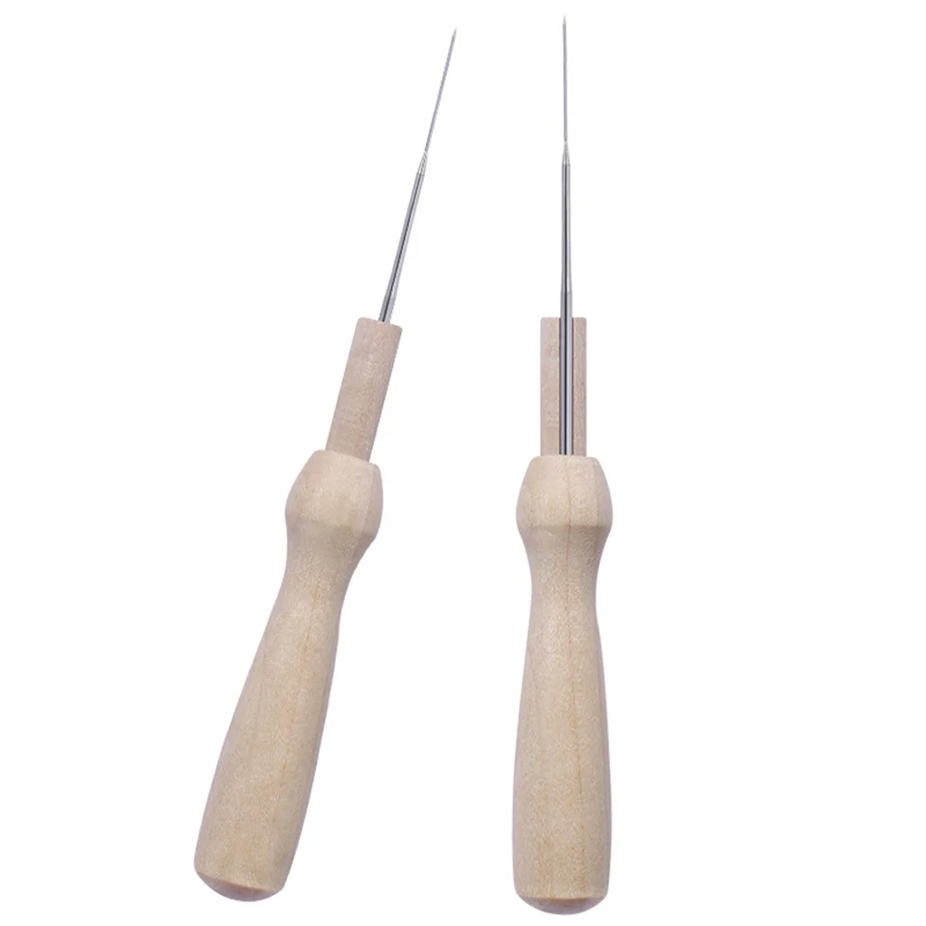 5pcs Wooden Handle Holder with Felting Needles DIY Craft Sewing Needlework Felt Hand Needles Tool