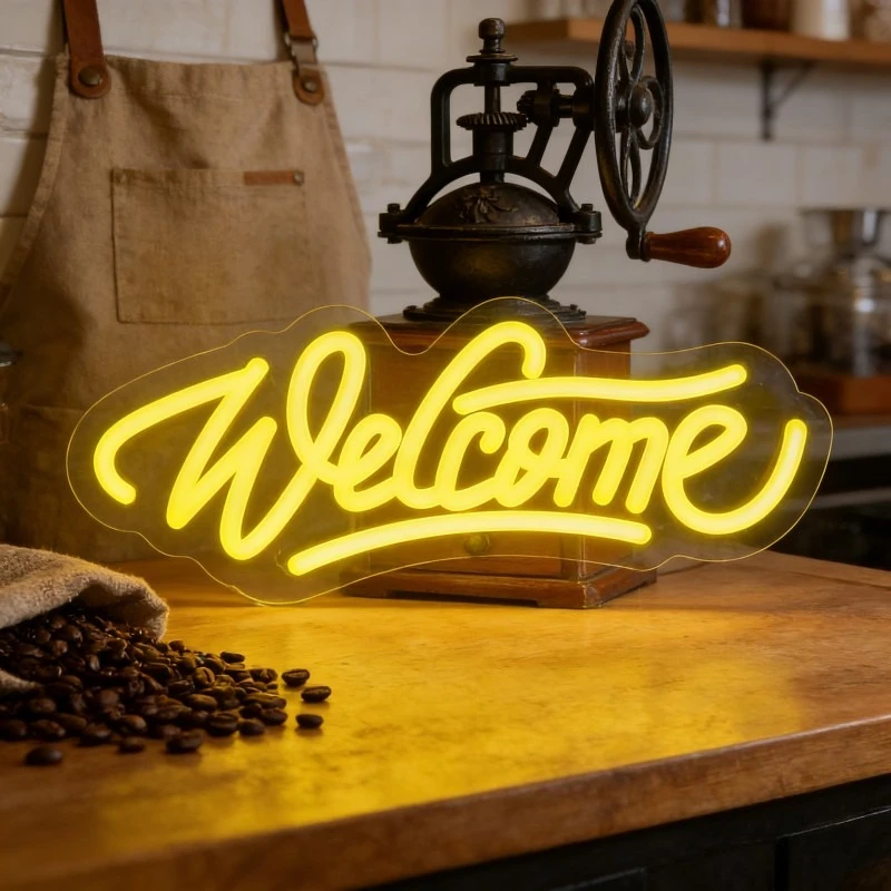

Неоновая вывеска «Welcome» с USB-питанием, регулируемая по яркости, светодиодная неоновая лампа для супермаркетов, торговых центров, баров, магазинов, вечеринок, декора стен