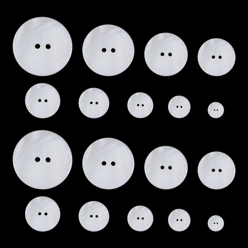 10PCS Mutil-Size Pearl Shell Buttons for Clothing Sewing Accessories DIY Crafts Garment Decoration Round 2 Hole Shell Button