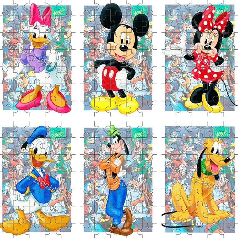 

35 Pieces Mickey Mouse Minnie Jigsaw Puzzle Disney Cartoon Donald Duck Daisy Puzzles Educational Game Handmade Toys for Children