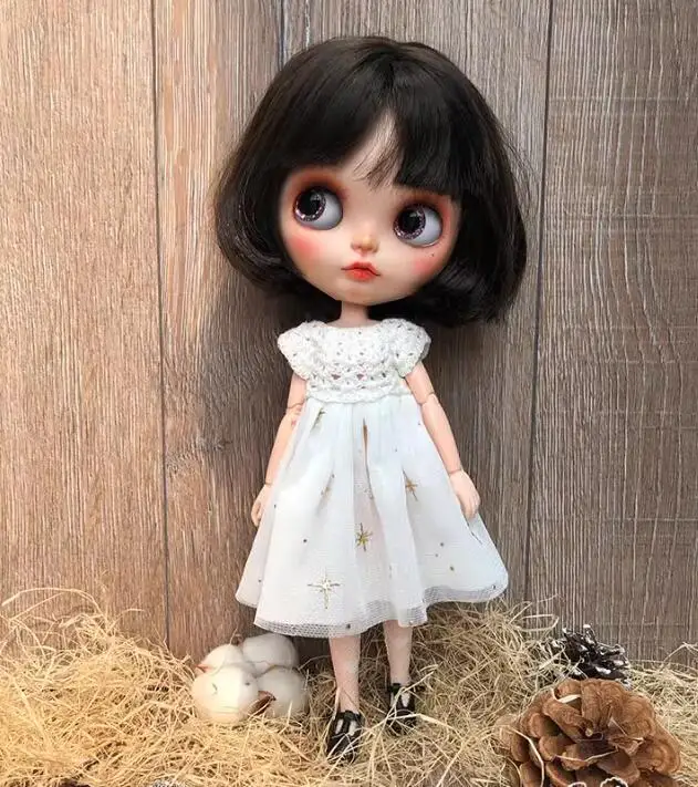 

1 комплект, белая кукла blythe в стиле ретро, 1 комплект, 1/6, 30 см (подходит для Pullip,Ob22/24/26, Licca)