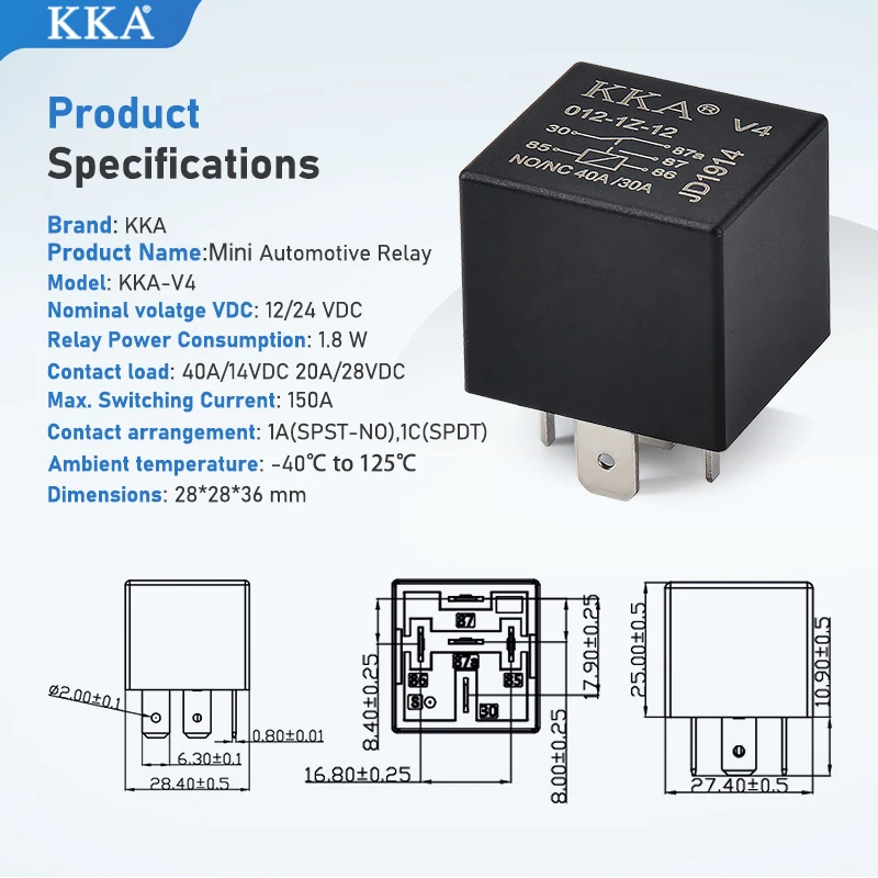 [25pcs/Box] DC 12V-24v 4 Pin Automotive Car Auto Relay High-quality auto Relay with PA66 bracket