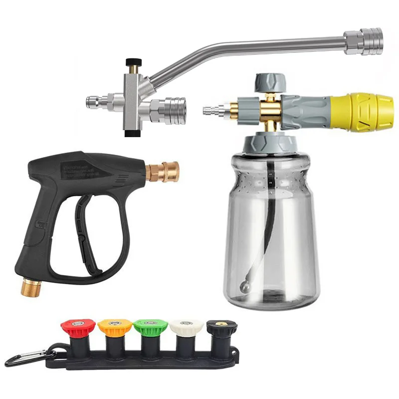 New High Pressure Car Wash Gun Foam Cannon, 1/4 Quick Connect Transparent PA Foam Pot Large Caliber Snow Foam Sprayer