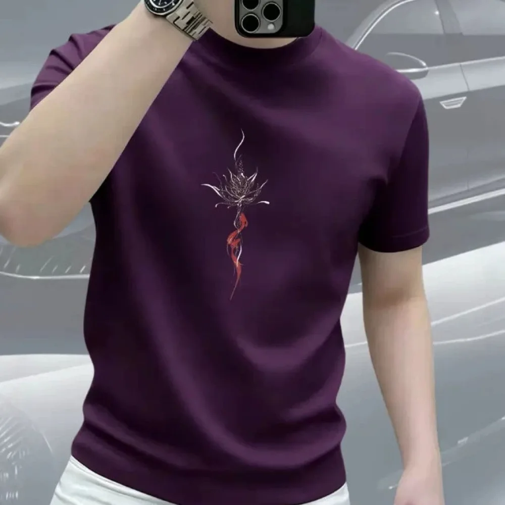 Summer Mens Cotton T Shirt Street Style Graphic Print Tees Loose Casual Short Sleeve Tops Fashion Breathable Comfortable Cloth
