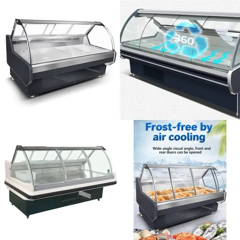 High Quality Supermarket Refrigerated Cooked Food Display Cabinet Stainless Steel Liner Customizable