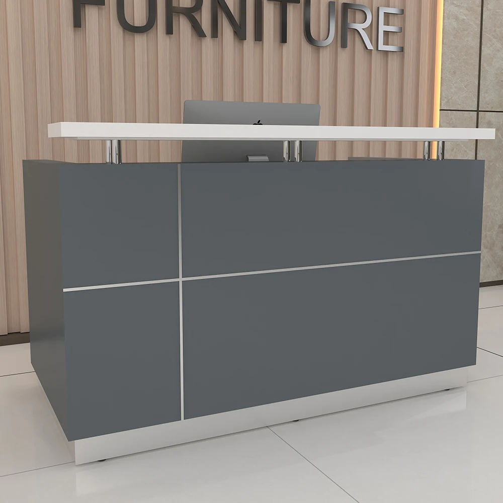 Modern Minimalist Pure White Reception Desk for Office or Building for Beauty Salon or Gym Front Desk