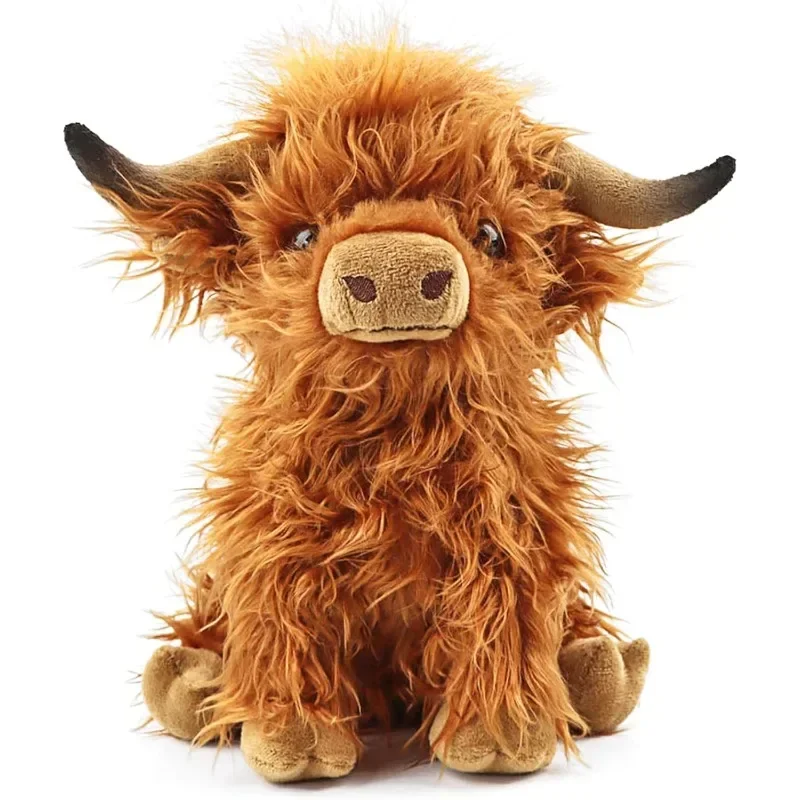 Giant 28cm Highland Cow Plush Stuffed Animal Ultra Realistic Scottish Farm Cattle Doll Super Soft Gift All Ages