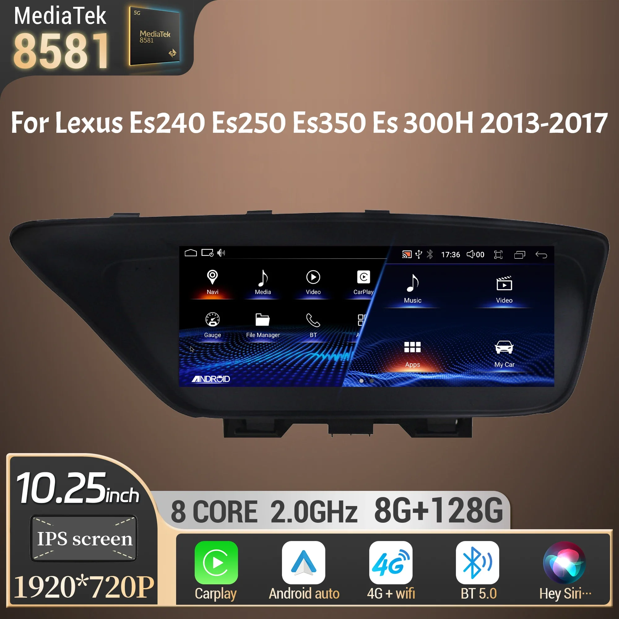 10.25inch For Lexus Es240 Es250 Es350 Es 300H 2013-2017 Car Radio Multimedia Carplay Multimedia Navigation 4G GPS Touch Screen