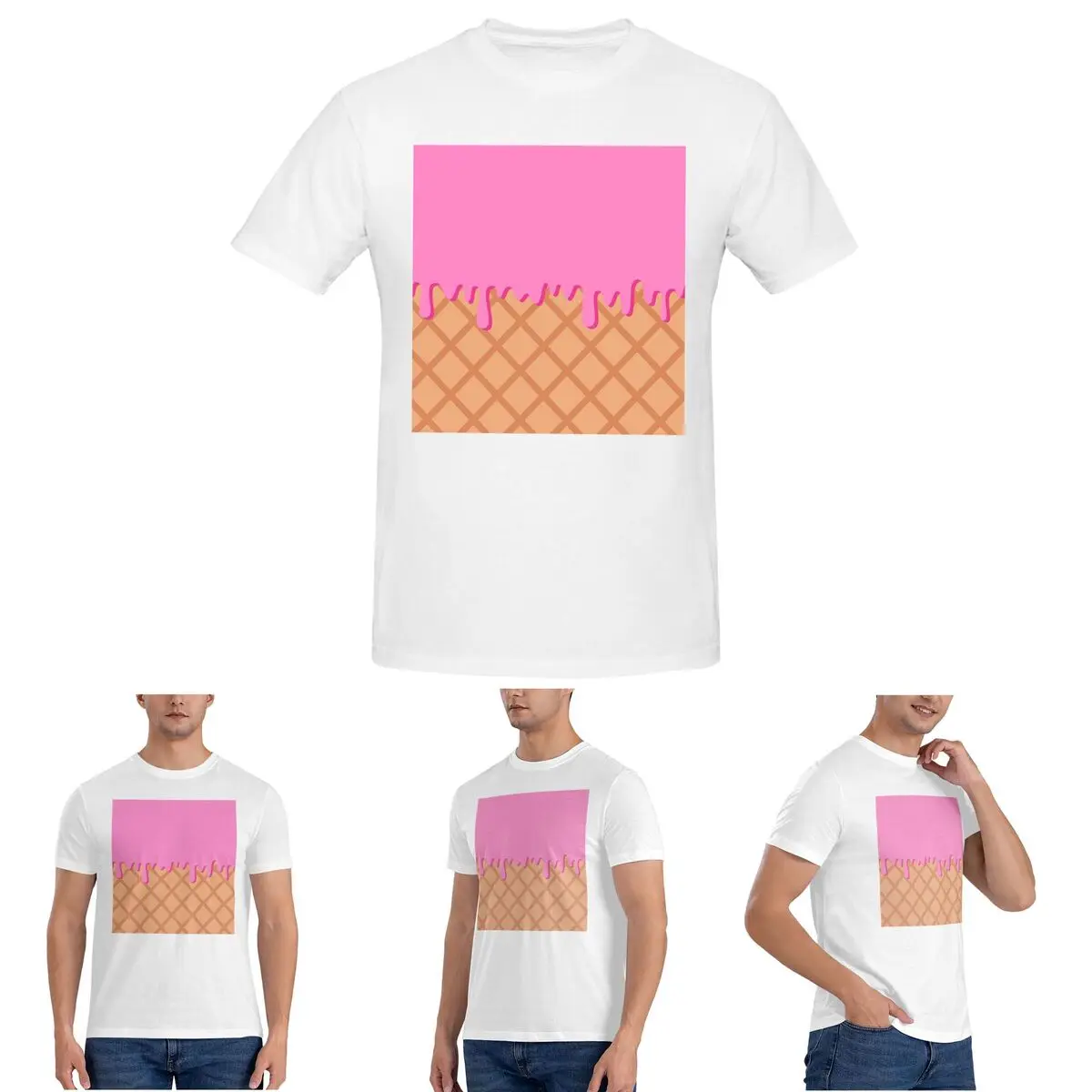 

Strawberry Ice Cream T-Shirt for Men Cotton Plus Size T Shirts Men's Tees Short O-Neck Summer Clothes Tops S-6XL