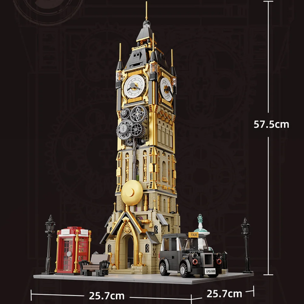 

World Famous Architecture England London CLock Tower Building Block Punk Steam BIG BEN Model Bricks Educational Toys Collection