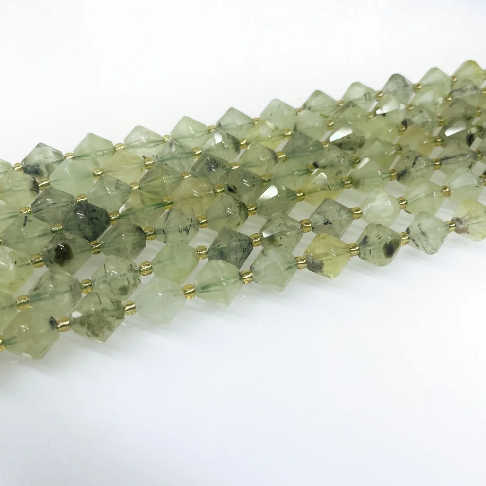 Natural 10mm Lapis Lazuli Citrine Round Stone Pyramid Beads Faceted Loose Spacer For Jewelry Making DIY Necklace Bracelet 15''