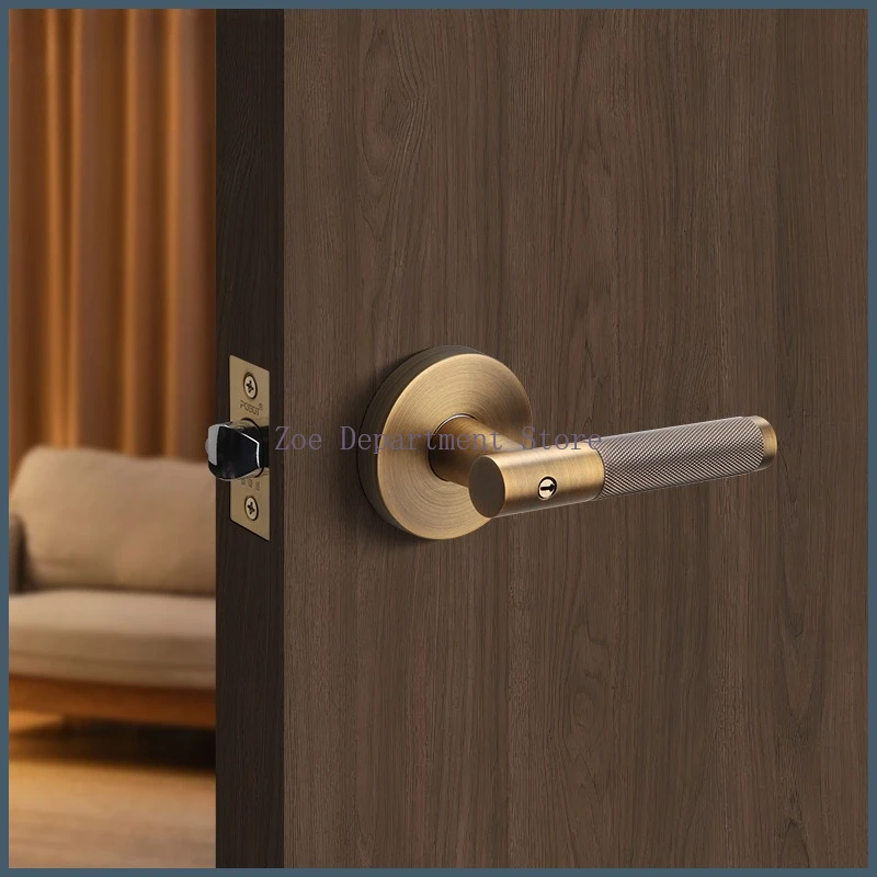 indoor-door-lock-bedroom-three-pole-hand-lock-knurled-yellow-bronze-key-silent-spherical-lock-safe-for-door-handle-handles-locks