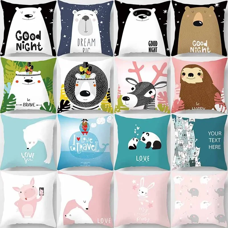 

Cute Animal Print Square Pillowcase Home Decoration Car Sofa Cushion Cover