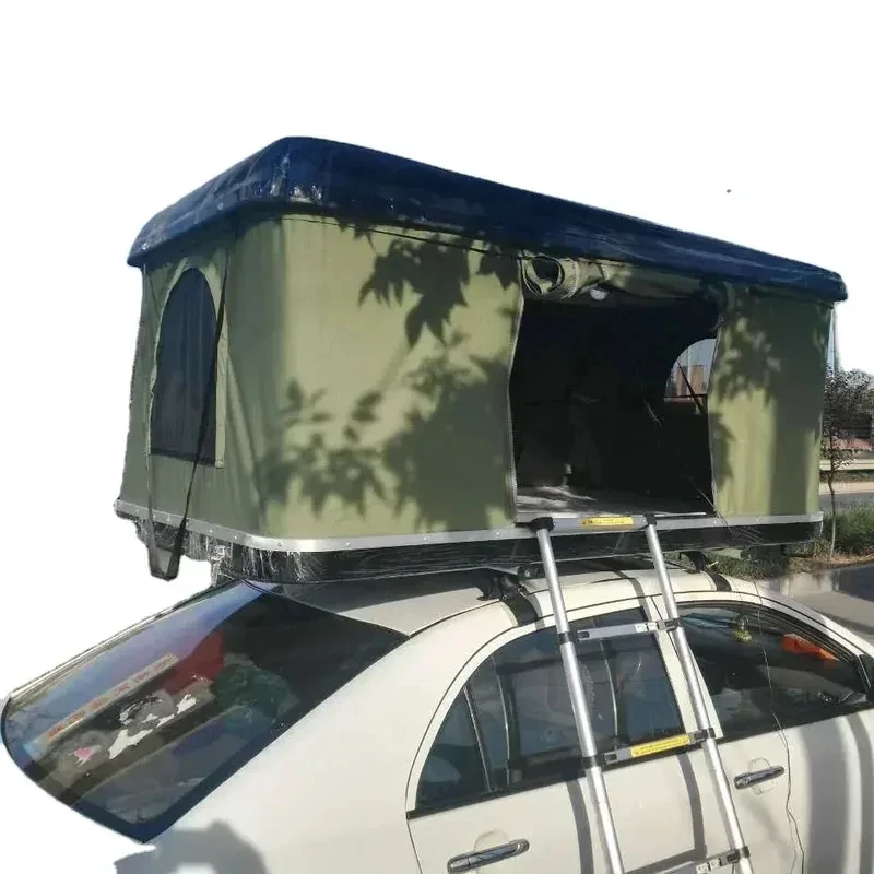 High Quality Aluminum Suv Car 4X4Outdoor Camping Fiberglass Hard Shell Triangular Roof Top Tent Box Waterproofing With Rack