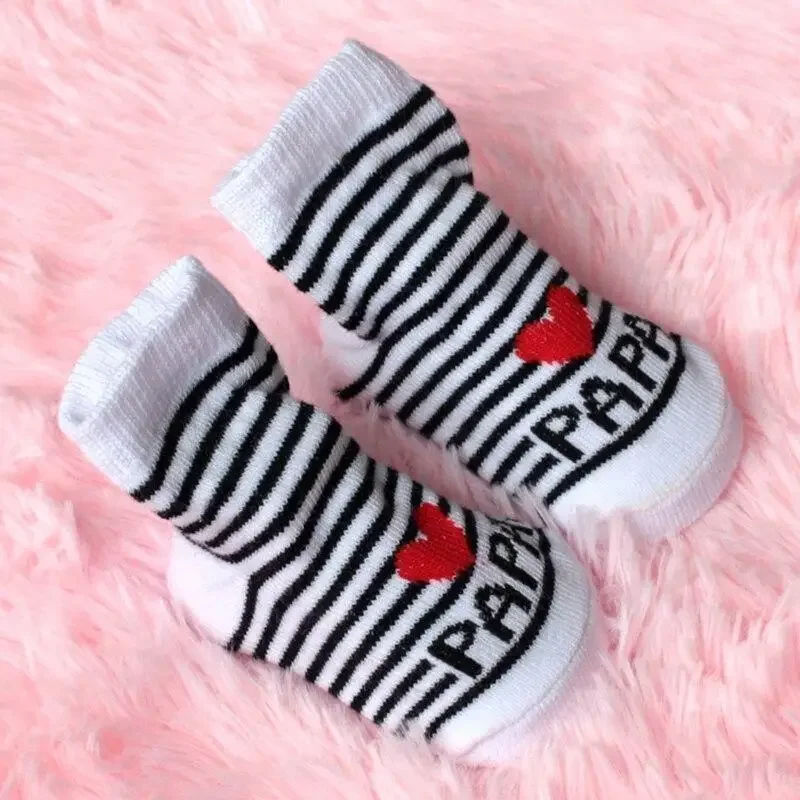 Spring Autumn Baby Soft Cotton Socks Cute Love Mama Girls Boys Floor Socks for 0-6 Months Newborn Toddler Stripe Infant Stuff