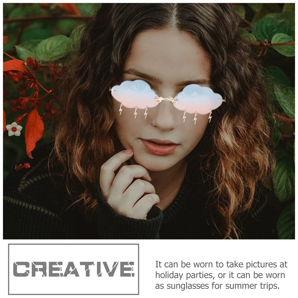 

2Pairs Sun Glasses Cloud Lens Charm Rimless Design Lightweight Fashion Party Beach Wear Unisex Stylish Eyewear