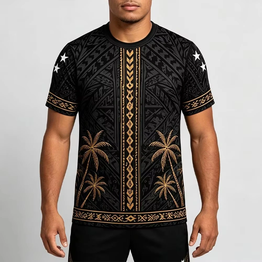 Samoa Tribal Style 3D Print T-shirt Polynesian Traditional Tattoo Pattern Streetwear Outdoor Sports Breathable Casual Jersey