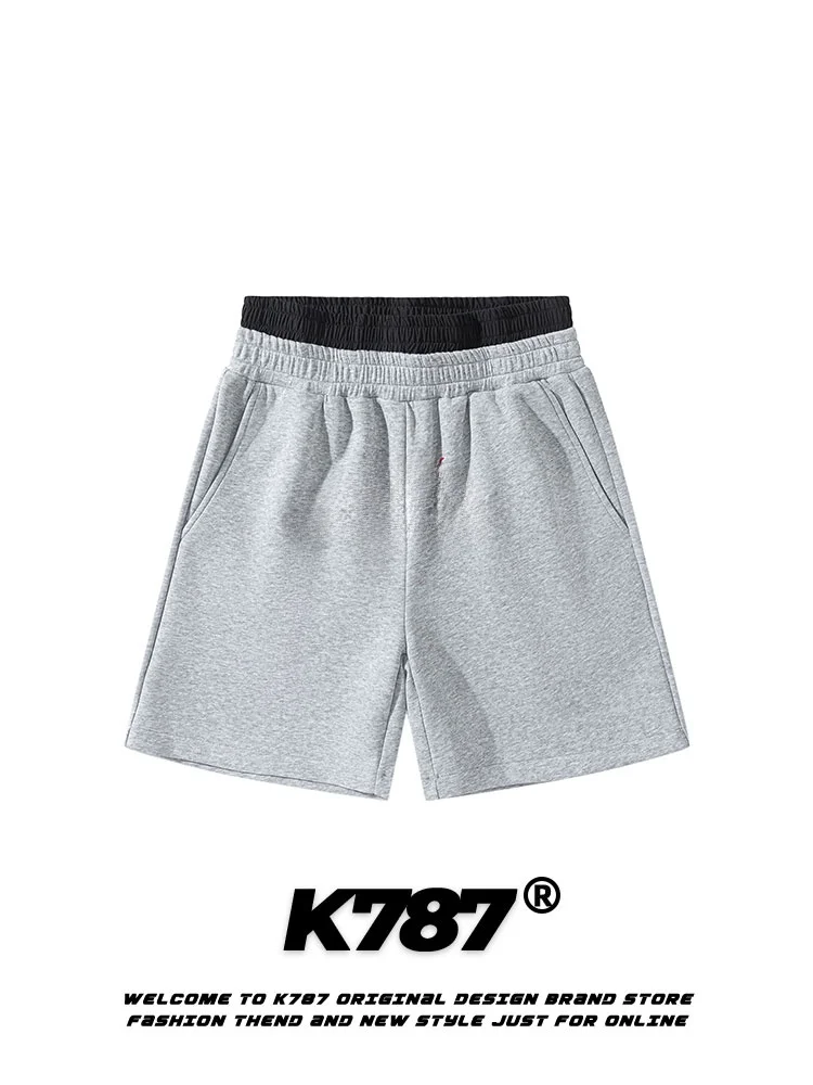 

K787 American Retro Letter Embroidery Loose Sports Straight Leg Wide Leg Five-Quarter Pants ex Casual orts