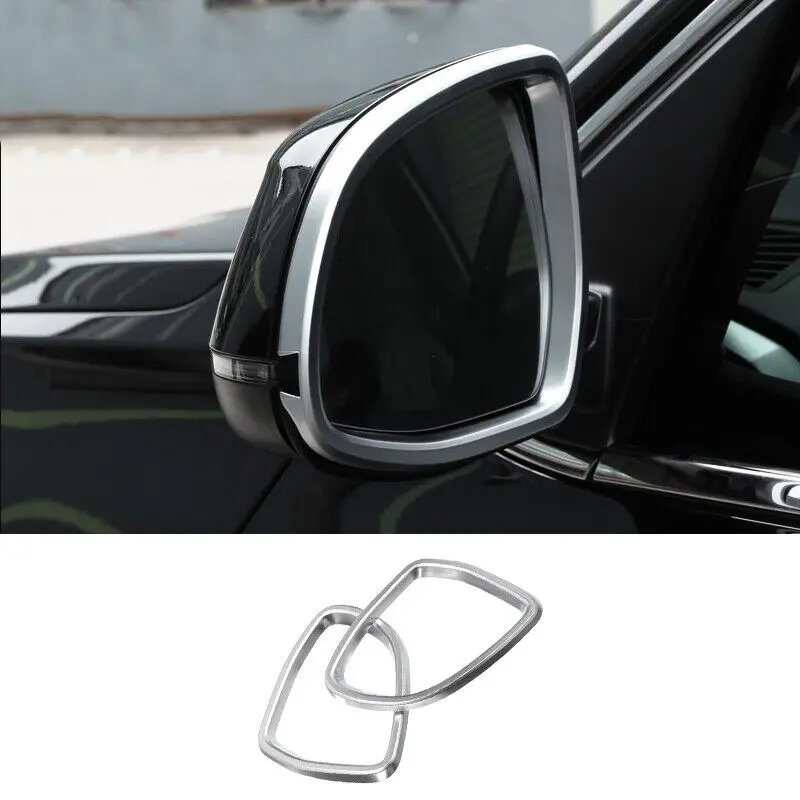 

For BMW X5 F15 F16 2014-2017 2018 Silver ABS Rear View Mirror Sun Rain Guard 2X