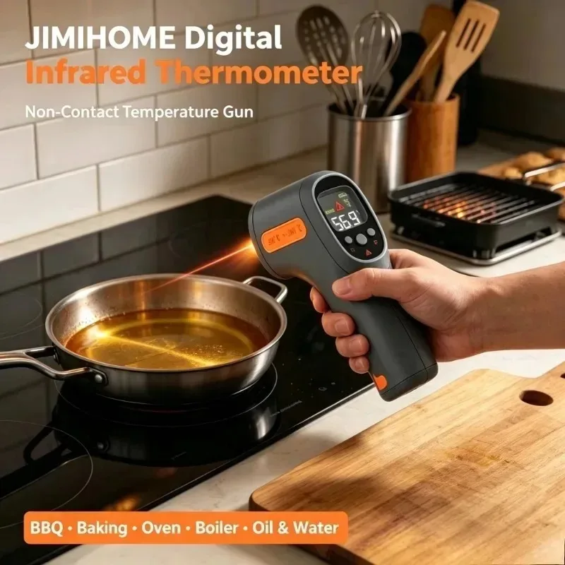 JIMIHOME Digital Infrared Thermometer Non-contact For Boiler Hone Oven Water Baking BBQ Oil Laser Temperature Gun Tools