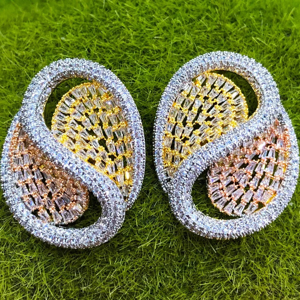 Kellybola Luxury Charm Tricolor Earrings For Women Wedding Party Dubai Bridal Jewelry boucle d'oreille femme Gift Jewelry New