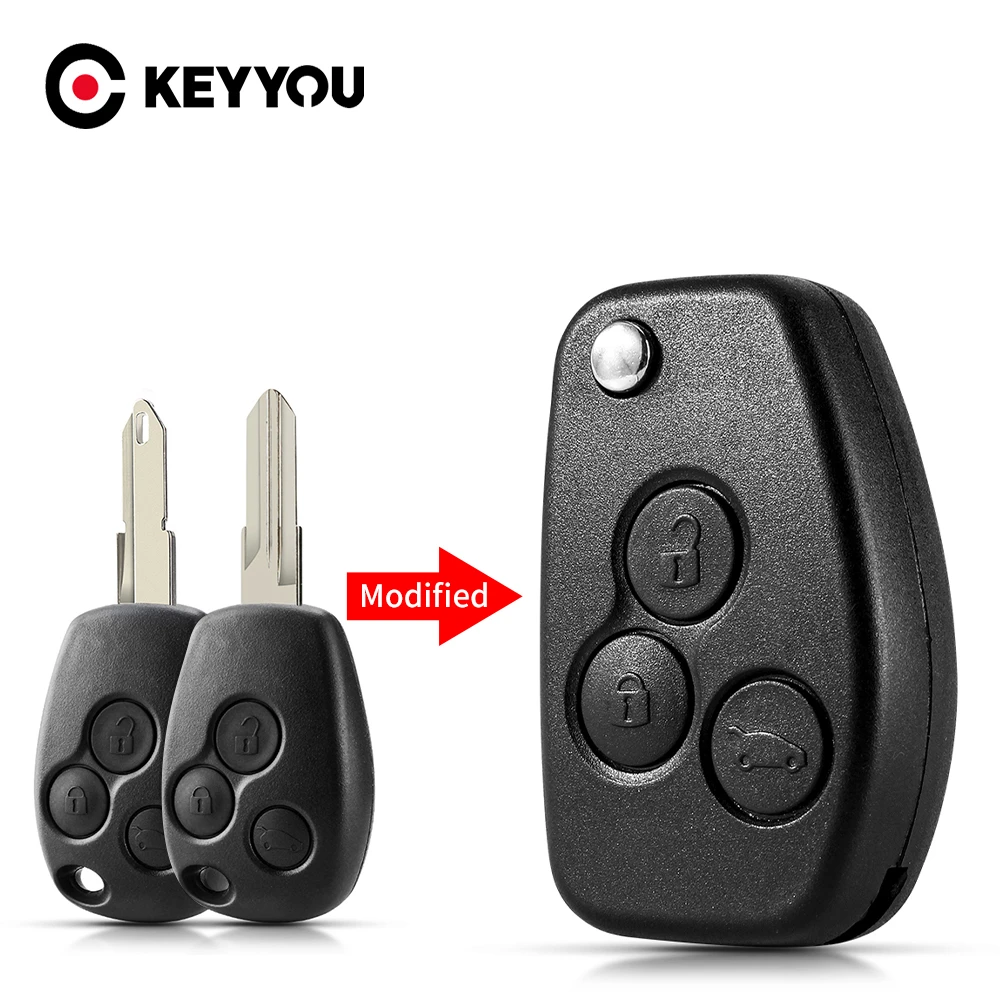 KEYYOU 3 Buttons Modified Remote Car Key Shell For Renault Trafic Vivaro Primastar Movano Dacia Flip Control Fob Key Case