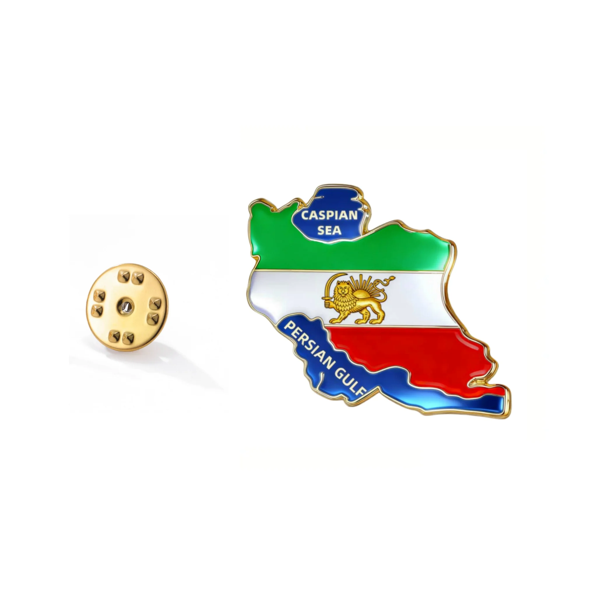 CoolTime Historische Iran-Flagge Anstecknadel Persisches Reich Karte Brosche Löwe & Sonne Flagge Sammlerstück Pin mit Kaspischer See Persischer Golf – Detail 7