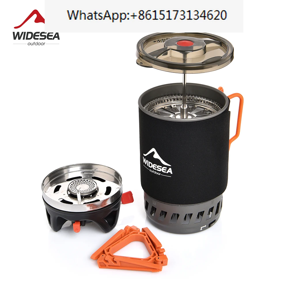 

Widesea Cookware Set Camping Stove Cooking System Coffee Pot Cup With Heat Burner Tableware Tourism Survival Cooking Supplies