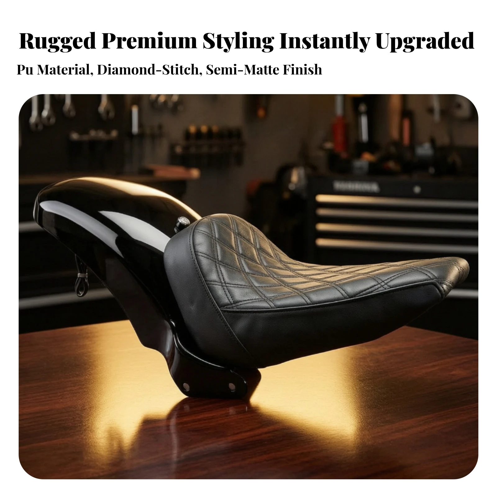 Solo Seat with Rear Mudguard Custom Motorcycle Seat with Mudguard Mudguard Cushioned Sporty for Riders, Garage Projects