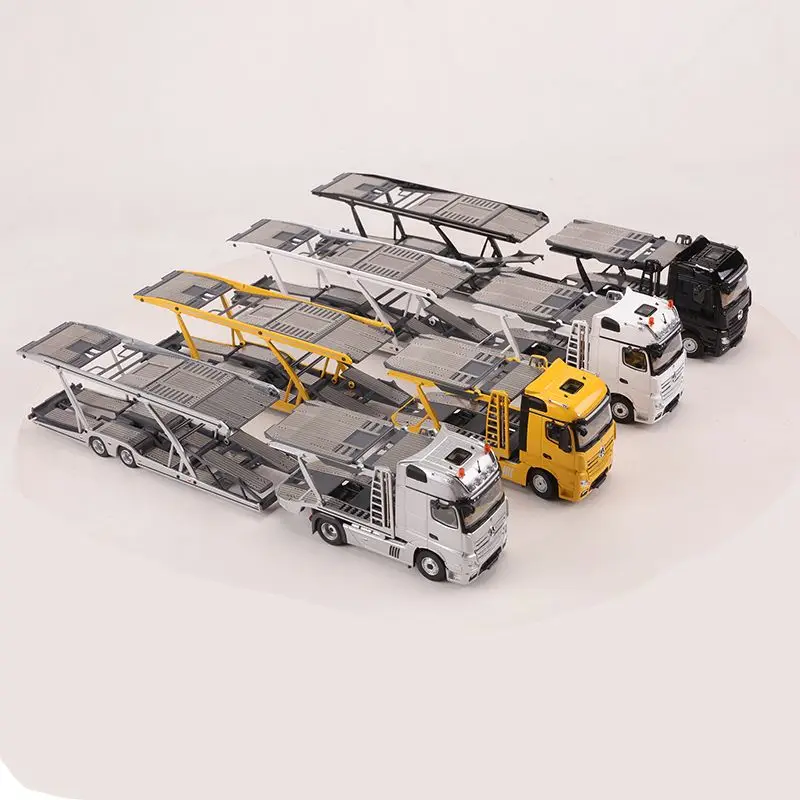 1:64 Alloy Die-casting Model Car Toy Benz Benz Double-Decker Car Transporter Trailer Toys For Boys Collection Gifts