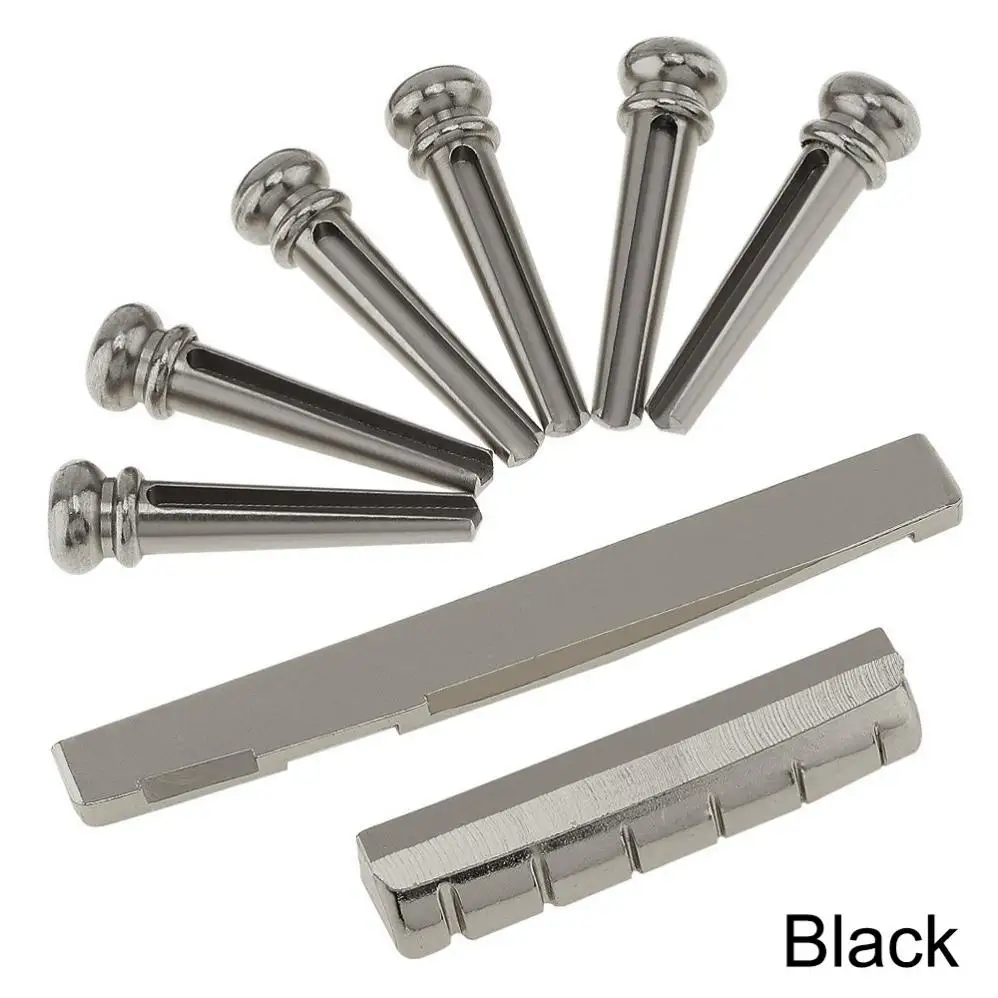 6pcs/set Zinc Alloy Guitar Bridge Pins & Bridge Nut Saddle Set Guitar Accessories for Folk Acoustic Guitar