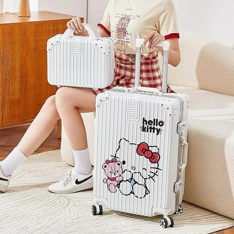 

Новый милый мультяшный чемодан Hello Kittys, чемодан на колесиках, прочный, вместительный, красивый, модный, разные размеры