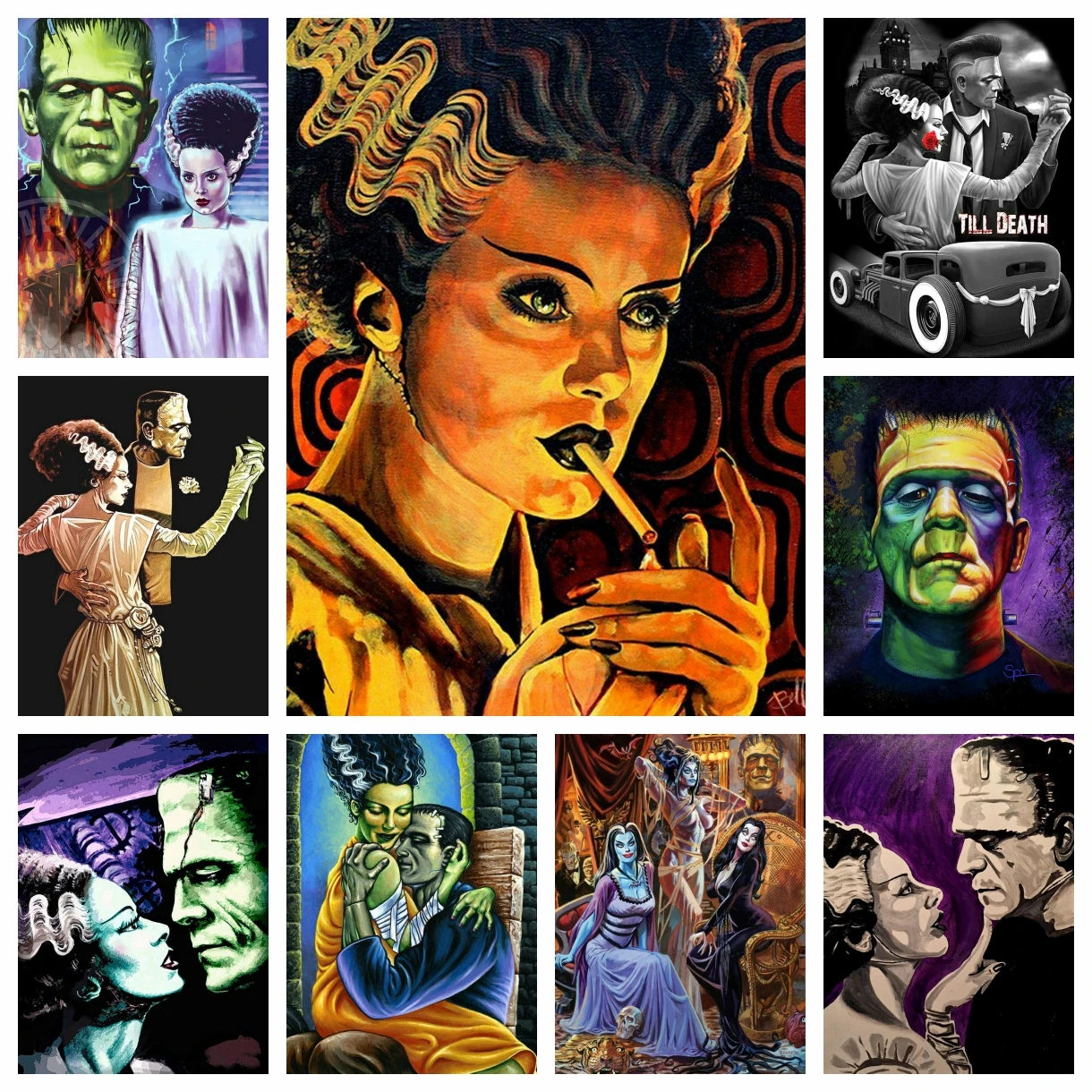 Braut von Frankenstein 5D DIY Diamant Malerei Mosaik Horror Film Diamant Stickerei voller runder Bohrer Kreuzstich Home Decor